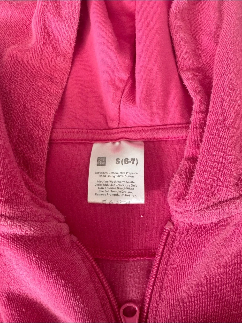 Girls' Hot Pink Fleece Zip Hoodie swim coverup or bath robe